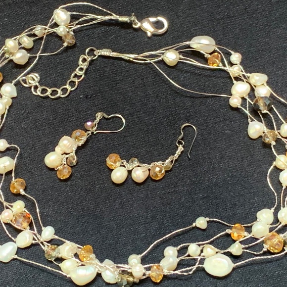 Freshwater Pearl Necklace & Earrings Set - Picture 1 of 6